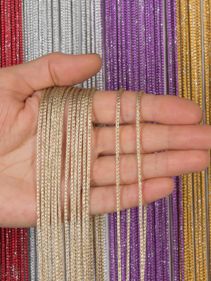 Kalın Zincir Serisi Simli İp Perde